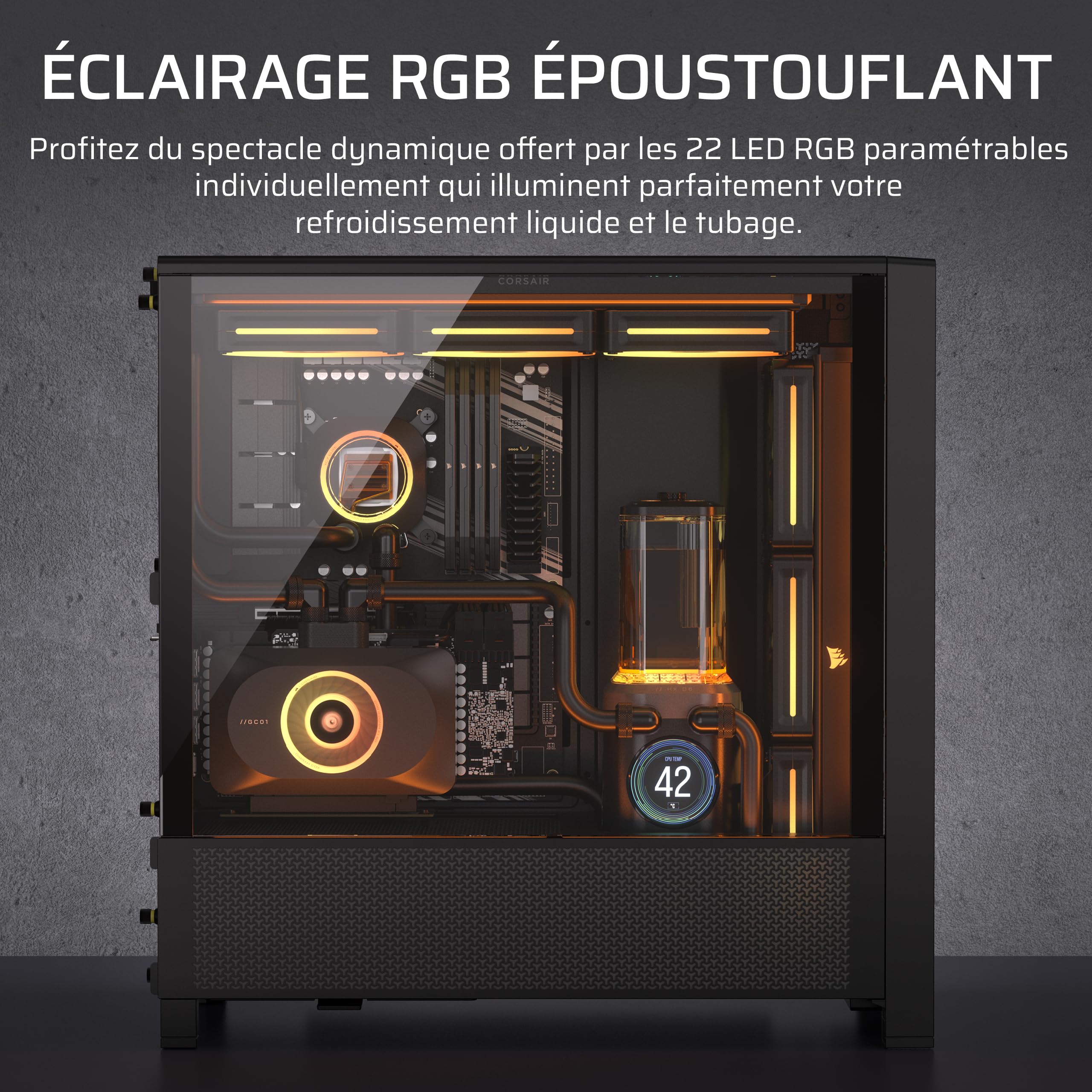 CORSAIR iCUE Link XD6 RGB Elite LCD Pump/Reservoir – Pompe FlowDrive Max, Écran LCD IPS 480x480, Capteur de Température Intégré, 22 LEDs RGB Adressables, Réservoir Nylon 440ml – Gris Furtif