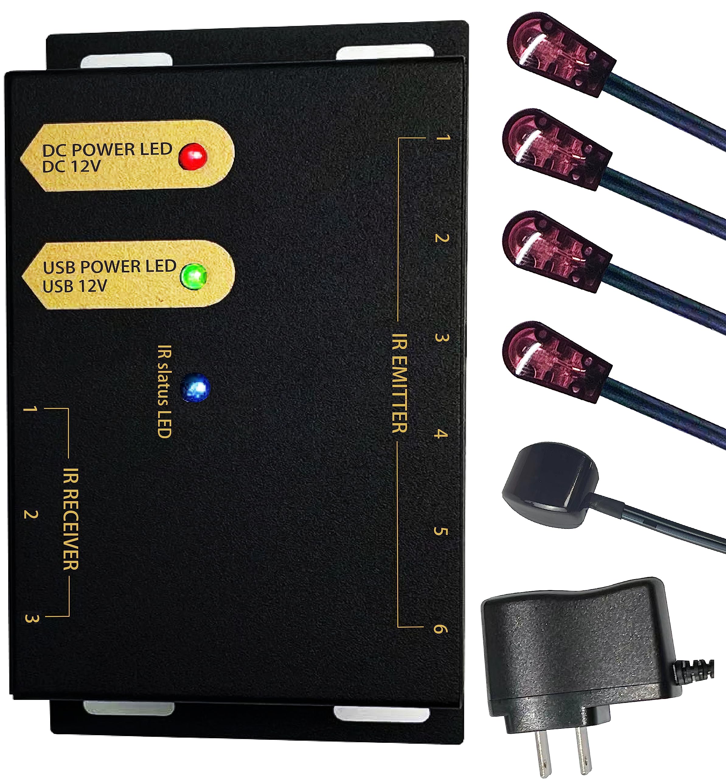 Kit ripetitore IR (3 in 6 out) Kit ripetitore a infrarossi per telecomandi Home Theater fuori dalla vista. Estensore IR 300 metri, ripetitore IR remoto per dispositivi nascosti (20 KHz-60 KHz)