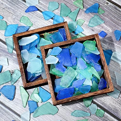 Miniatura 4 de Jetec Cristal de mar de 22 onzas azul caribeño y azul cobalto, blanco y troceado, piezas de vidrio de mar a granel para playa, boda, fiesta,