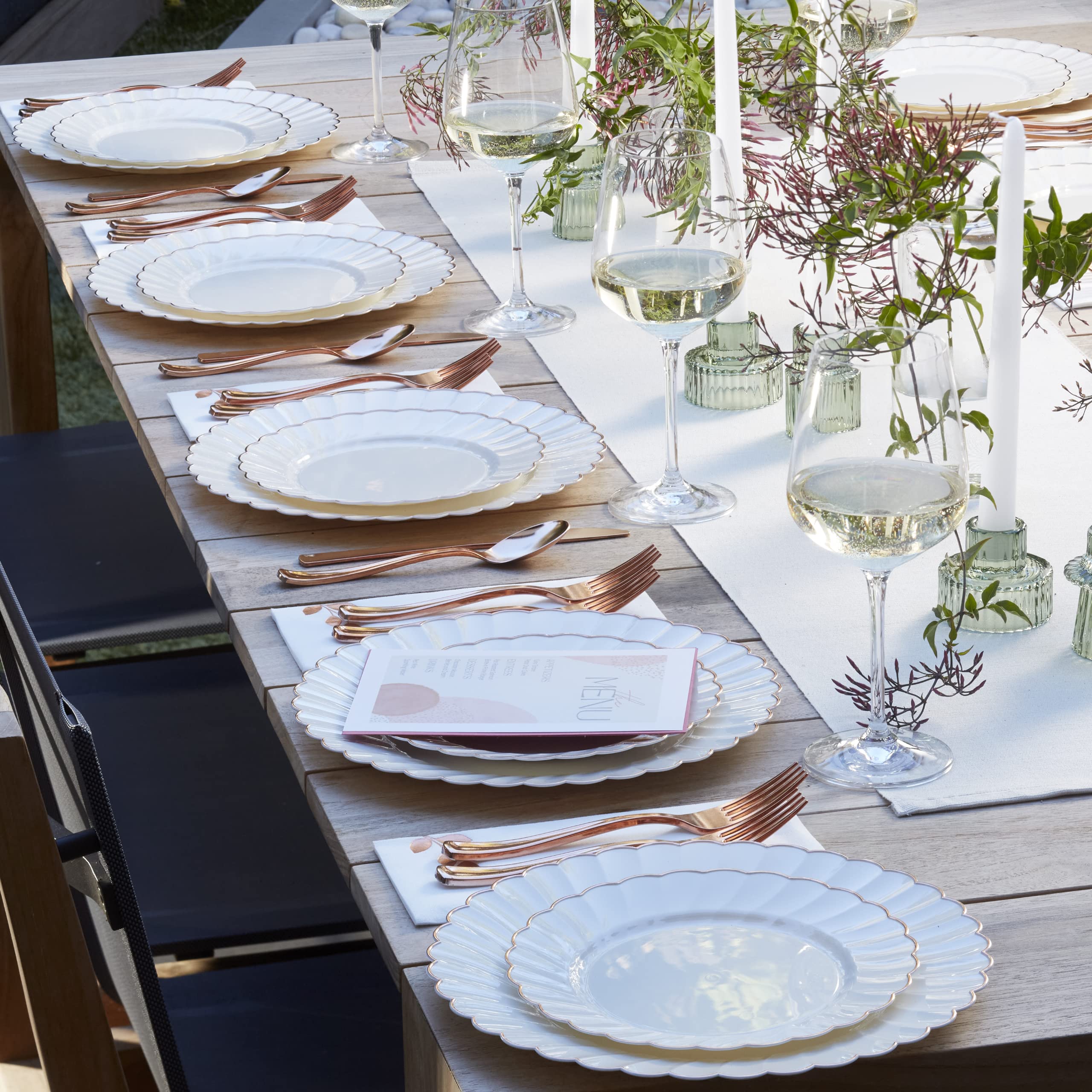 Rose Gold Scalloped Dinnerware Set - 175 Piece -5
