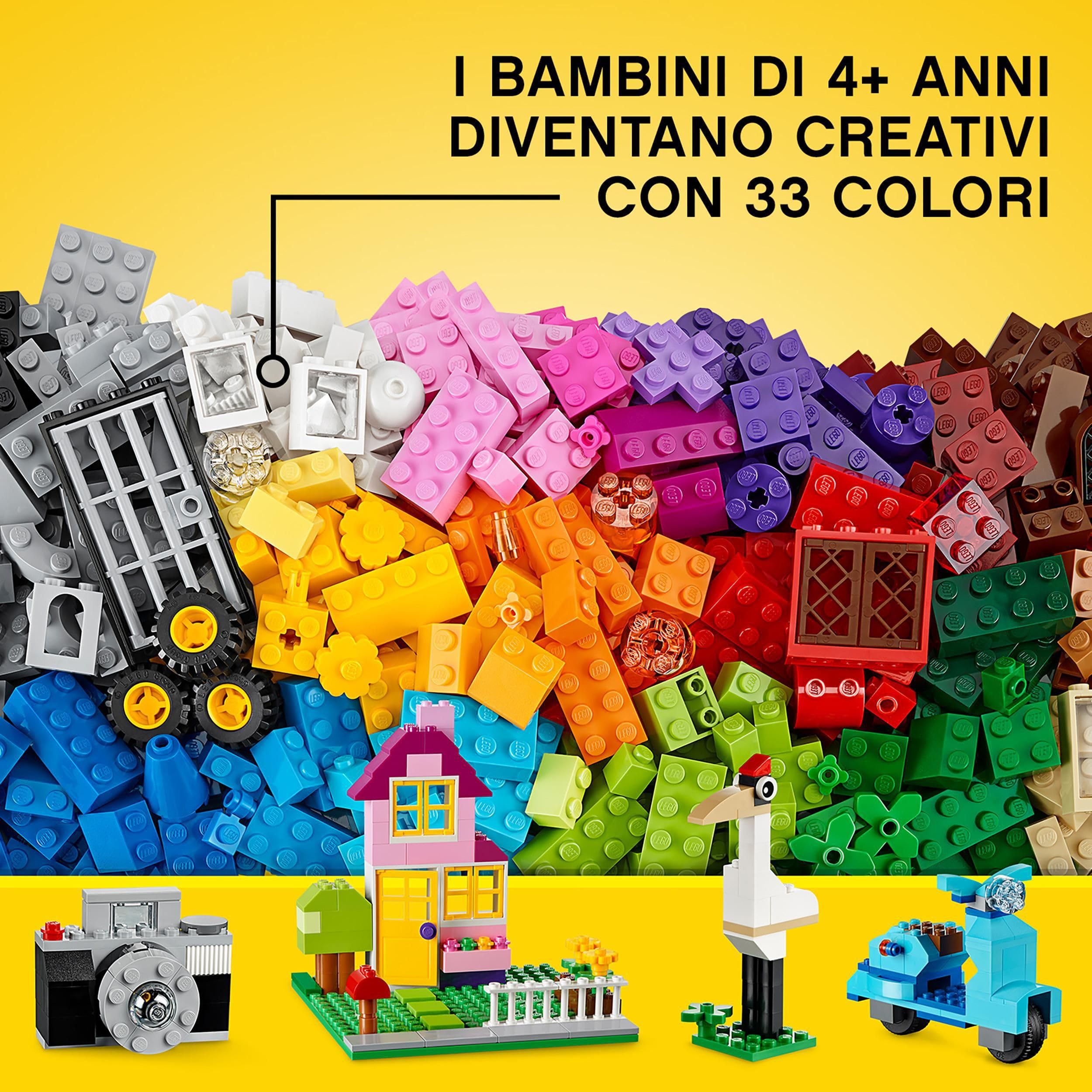 LEGO 10698 Classic Scatola Mattoncini Creativi Grande, Set per Costruire Macchina Fotografica, Vespa e Ruspa Giocattolo, Giochi per Bambini e Bambine da 4 Anni, Contenitore Idee Creative, Idea Regalo
