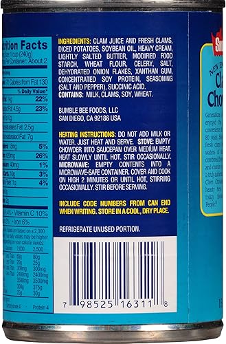 Miniatura 3 de SNOW'S BY BUMBLE BEE Ready to Serve Chowder de almejas de Nueva Inglaterra, lata de 15 onzas (paquete de 12), sopa enlatada, guiso y sopa gruesa