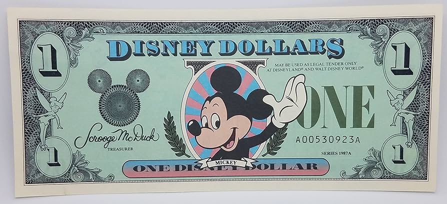 レア 1987年 DisneyDollars カリフォルニア A Disney Dollar $1 1987 Rare 1st Series A
