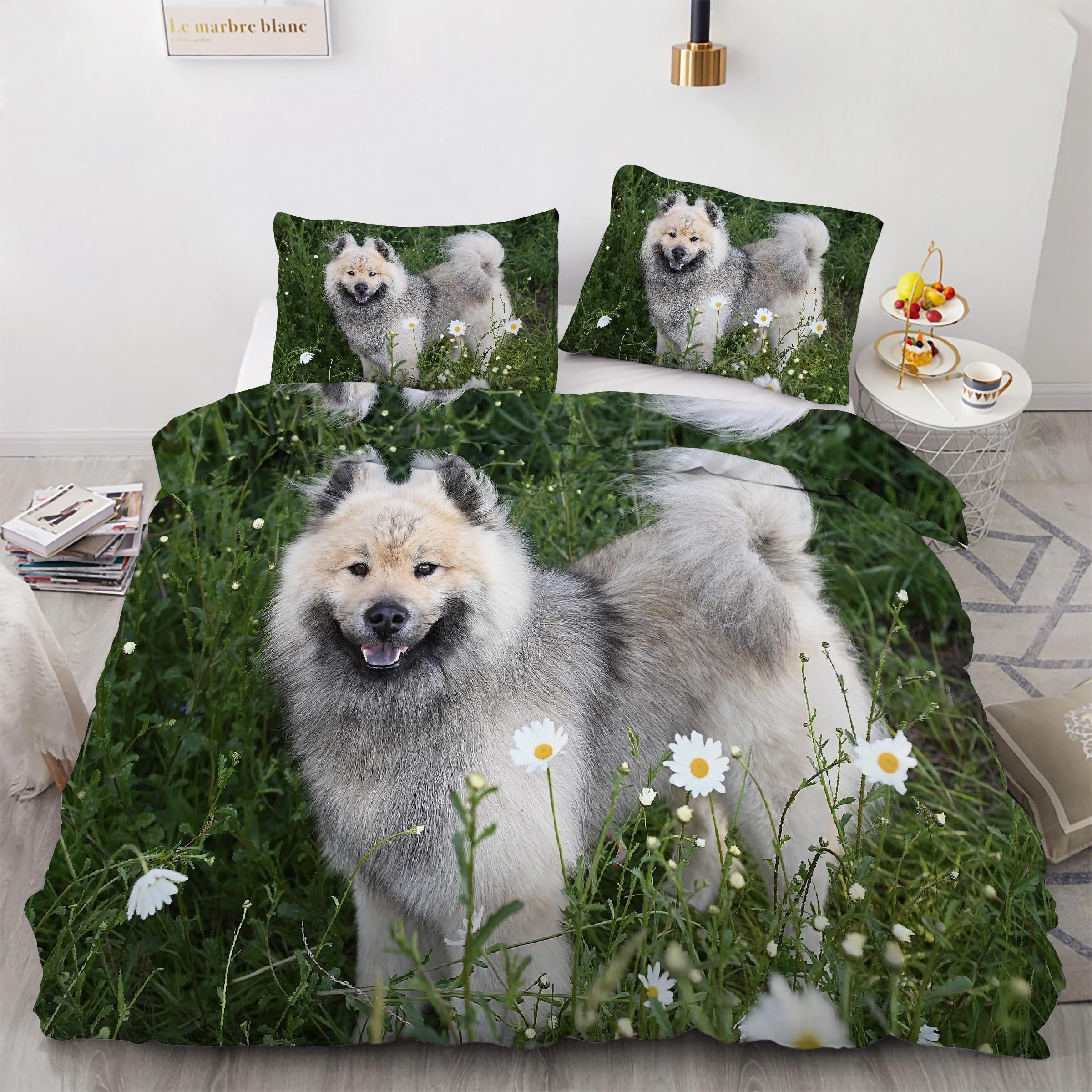 Housse de couette 240 x 260 Keeshond en microfibre douce sans boutons fastidieux
