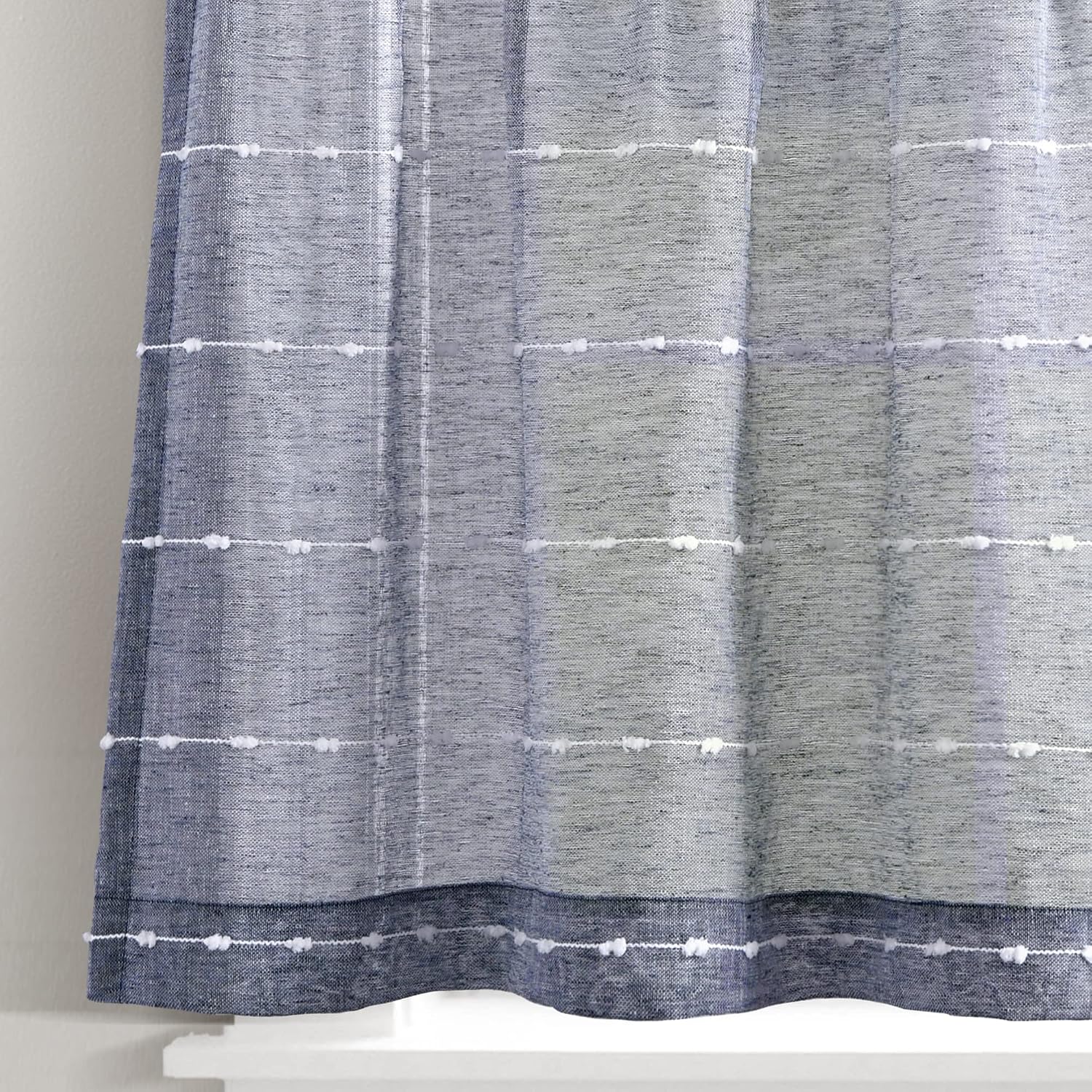Lush Decor Farmhouse Textured Sheer Kitchen Window Curtain Tiers Set, 29" W x 24" L, Navy