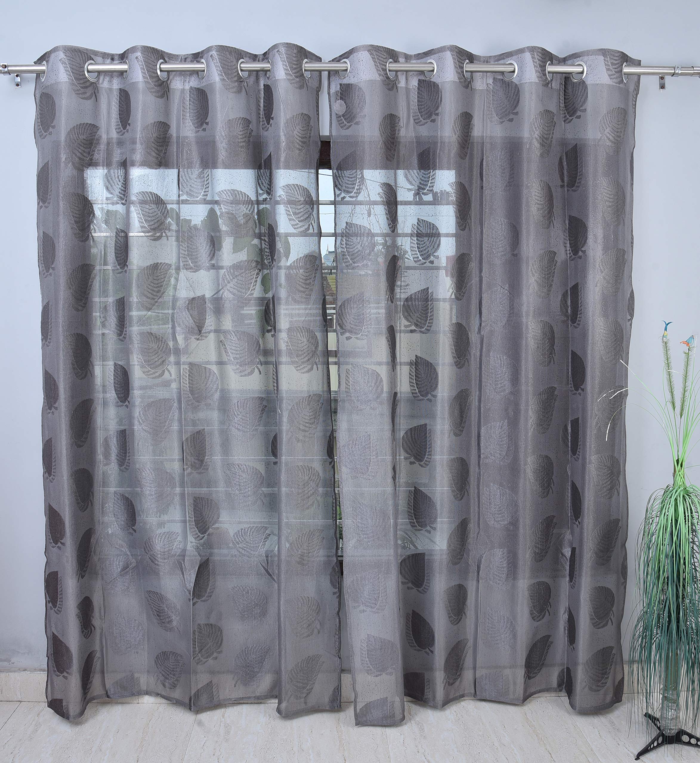 Homefab India Sheer Long Door Curtain - Semi Transparent, Eyelet, Polyester Curtain (9ft, Grey) -2 Pieces (B08L81J77G) Amazon Price History, Amazon Price Tracker