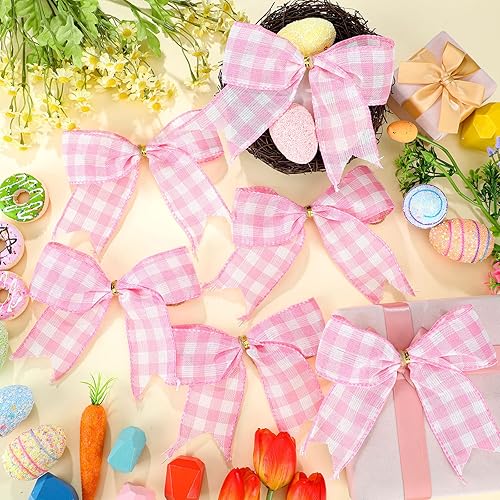 Miniatura 49 de WILLBOND 12 lazos decorativos de terciopelo de arpillera a cuadros de búfalo para coronas para envoltura de regalo, decoración de fiesta de Navidad