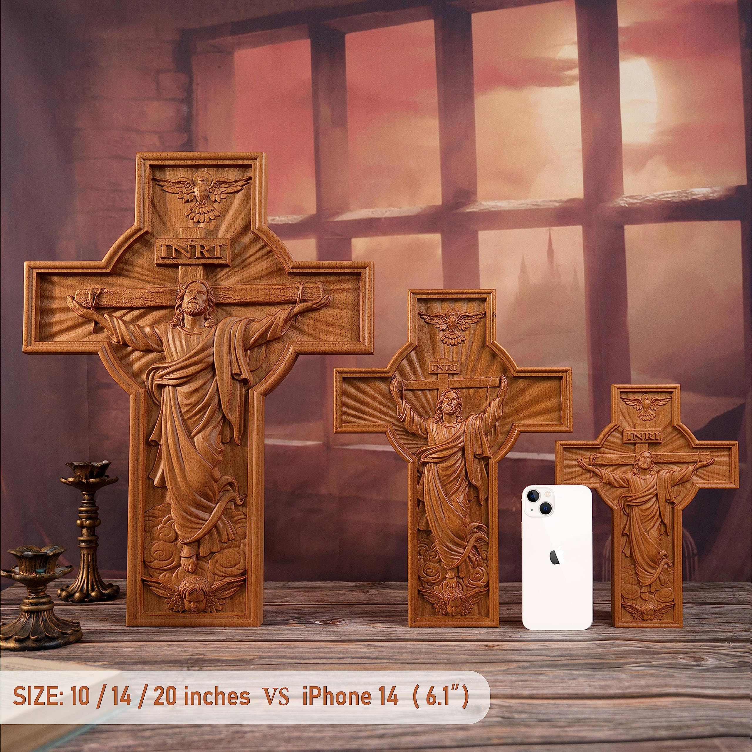 BGCOPPER Crucifijo Cruz De Pared Hecha A Mano Con Gancho, Arte Cristiano De  Pared Jesús Cruz, image size:2560x2559