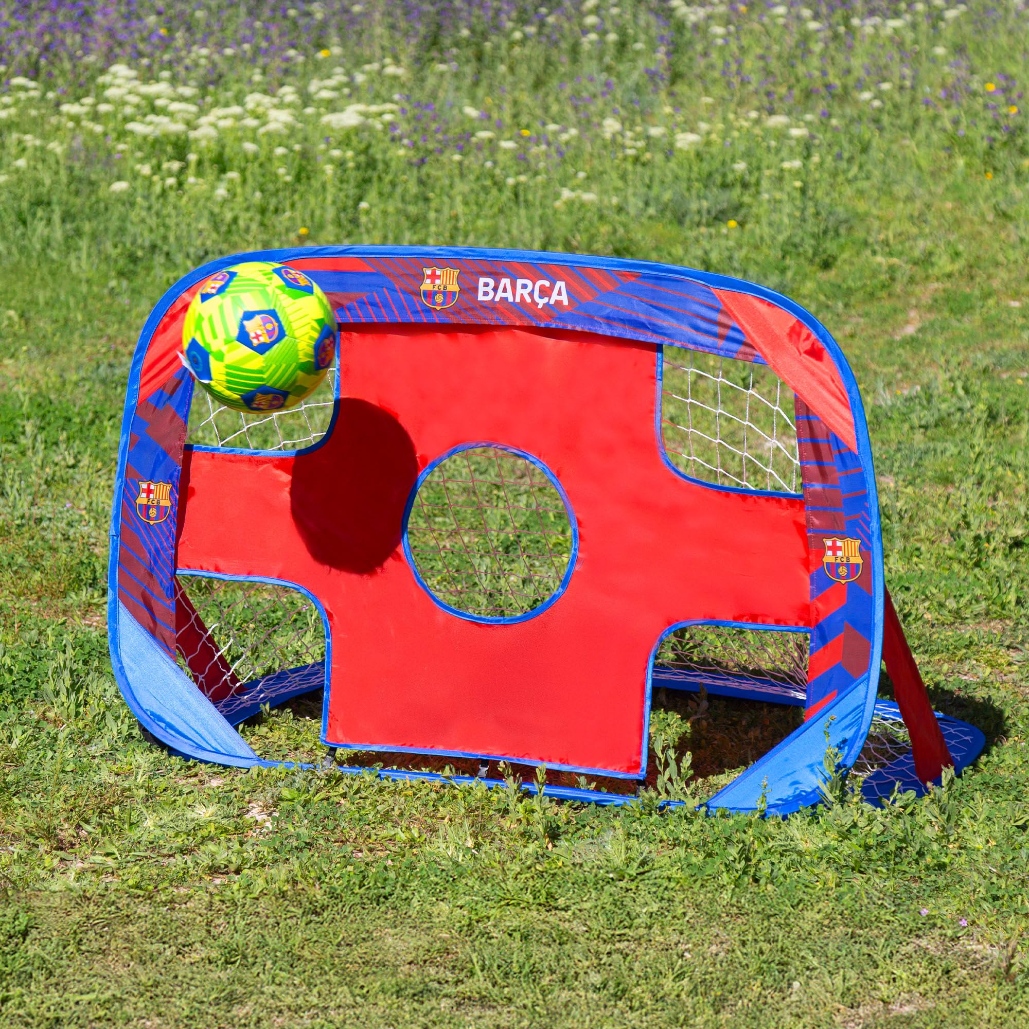 COLORBABY portería Pop-up fútbol 4 en 1, 120 x 80 x 80 cm, con dianas intercambiables, bolsa con asas