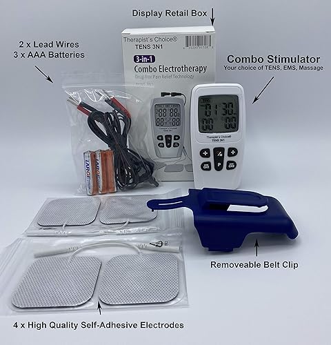 Miniatura 2 de Therapist's Choice TENS3N1 Dual Canal, Combo Digital con TENS, EMS y Masaje con Accesorios, Blanco