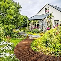 Vista 1 de Sendero de madera para jardín de 7 pies con superficie antideslizante, camino de madera enrollable, camino rústico, adoquines decorativos para patio