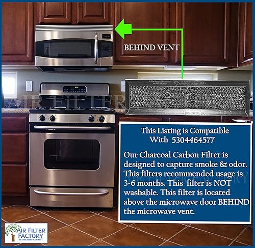 Miniatura 3 de Air Filter Factory Filtro de carbón 5304464577 Reemplazo para horno de microondas Frigidaire Filtros de carbón de carbón 2 unidades