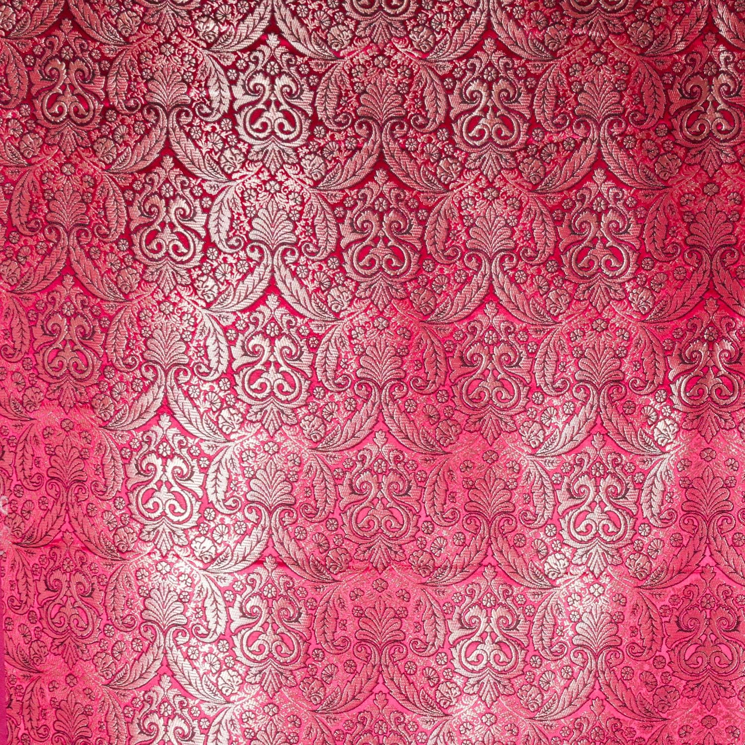 CraftyArt Magenta Brocade Silk Fabric Indian Banarasi Brocade Fabric for Evening Bags Wedding Dress Skirt by The Yard,Width is 46 inch inches (Approx)