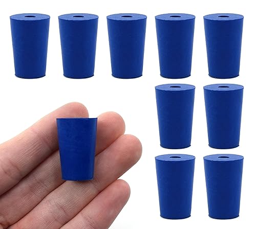 EISCO Paquete de 10 tapones de neopreno, 1 agujero – ASTM – Tamaño: #0.000-0.394 in parte inferior, 0.551 in superior, 0.984 in de longitud –