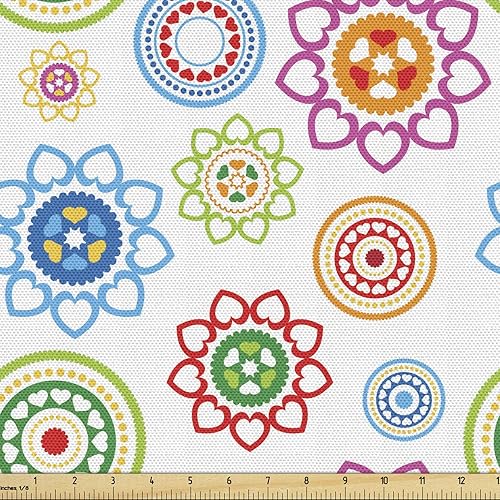 Miniatura 761 de Ambesonne The Yard - Tela de hibisco de flores tropicales en tonos de la vida real, tela decorativa para tapicería, cestas de almacenamiento