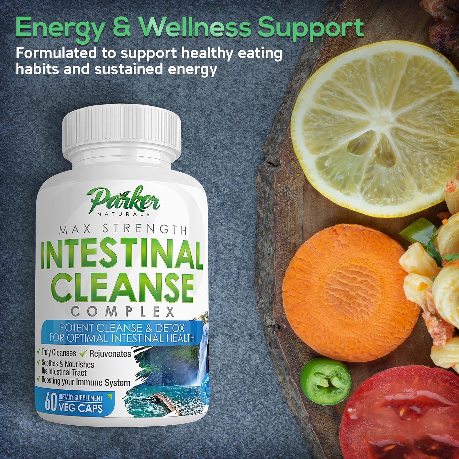 Parker Naturals Intestinal Cleanse for Adults – Extra Strength Intestine Cleanse and Detox Supplements with Black Walnut Hull, Wormwood, and Echinacea – 60 Capsules