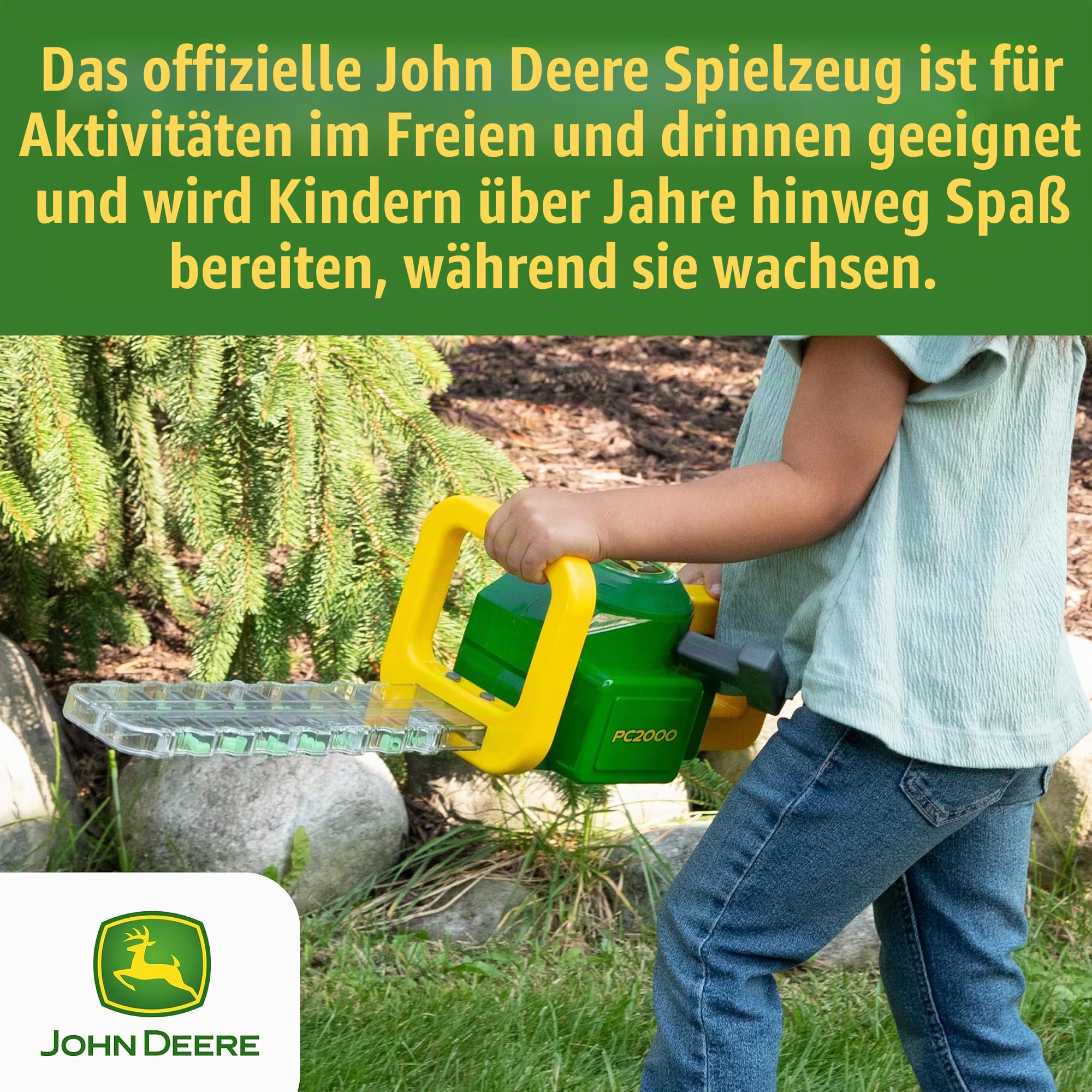 TOMY John Deere Heckenschere – Gartenspielzeug ohne Batterien mit realistischer Mechanik & Soundeffekten – Für Kinder ab 18 Monaten