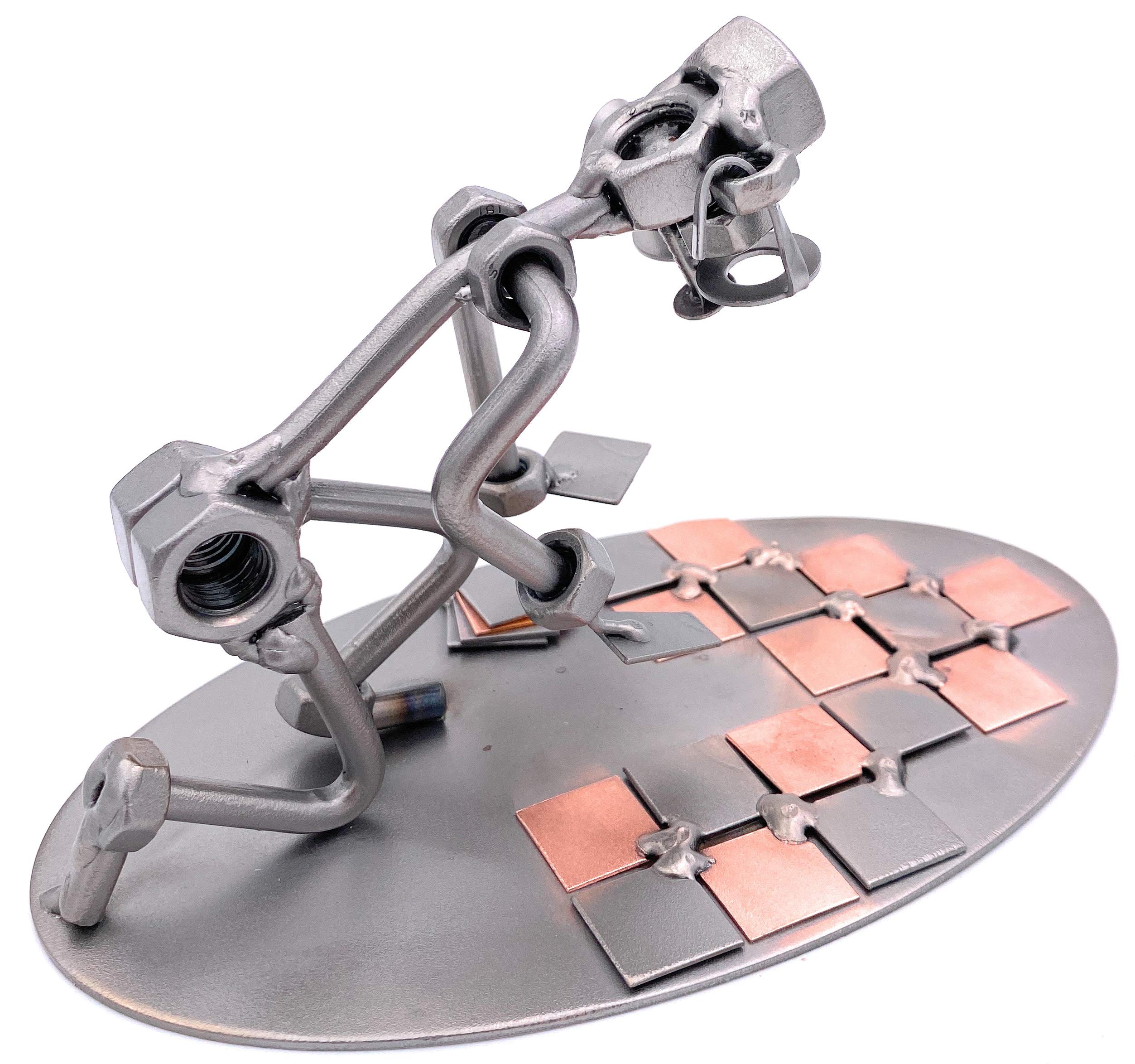 STEEMO Schraubenmännchen Fliesenleger Handwerker Geschenk Metall-Deko 18x10x11cm