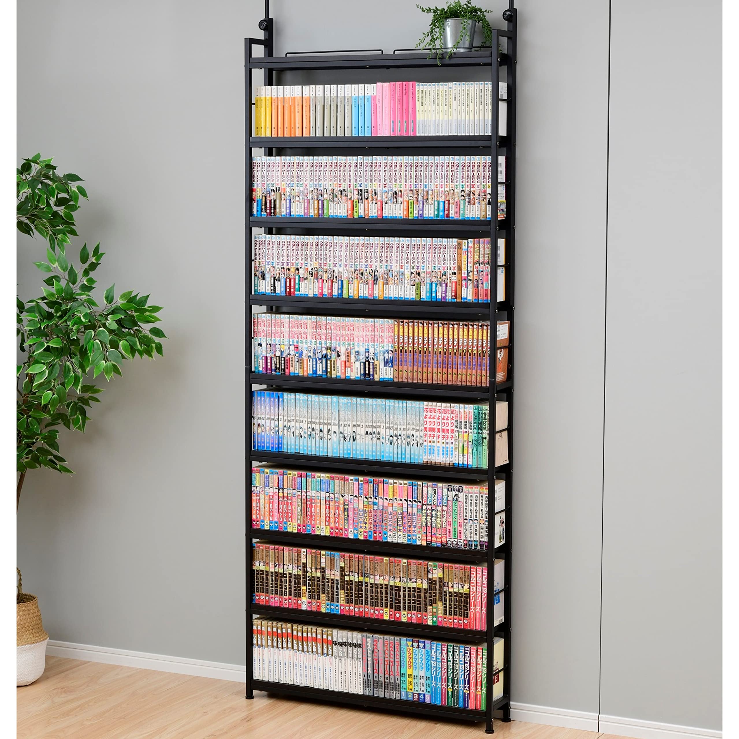 Amazon｜山善(YAMAZEN) 本棚 (突っ張り) 大容量 スリム 全体耐荷重180  