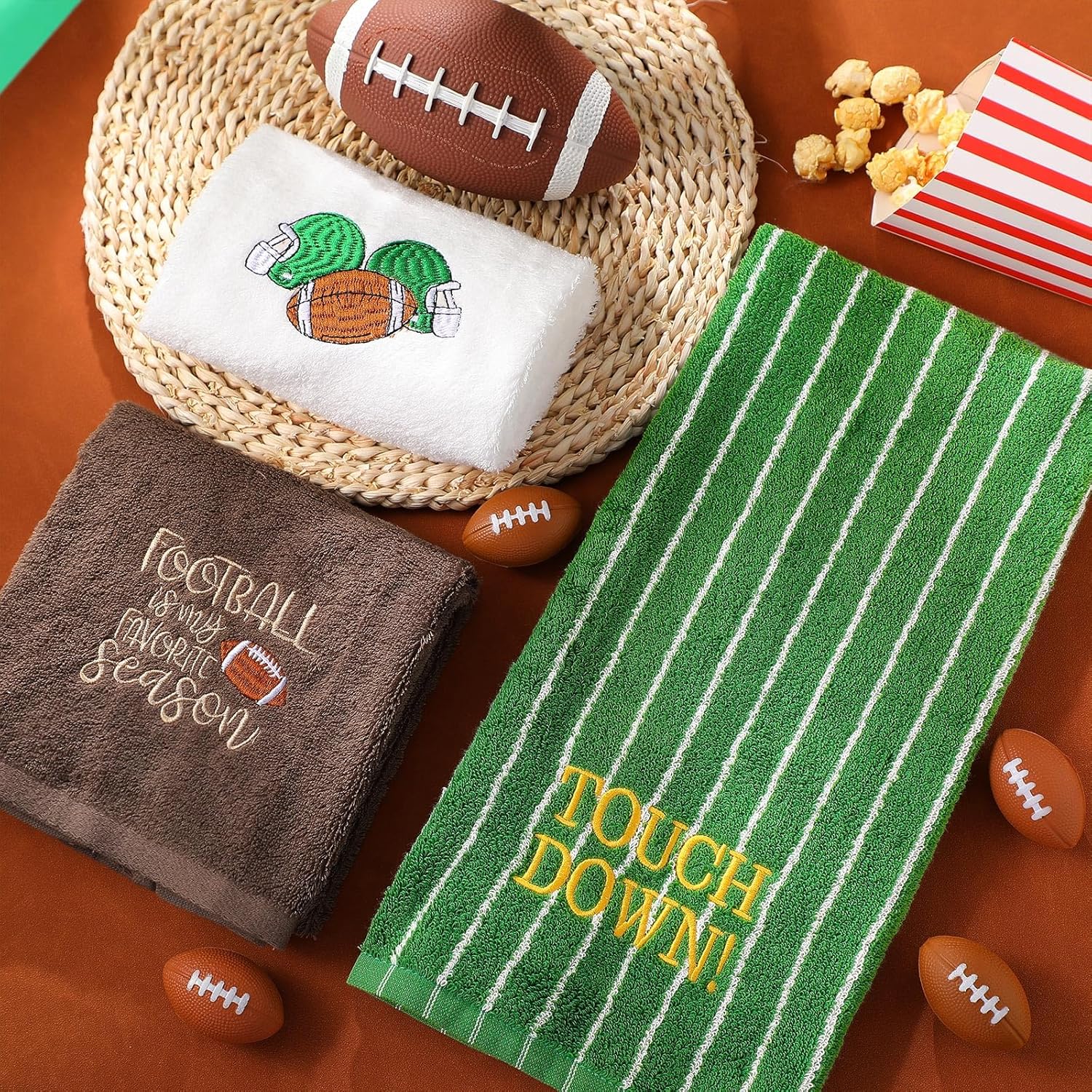 3 Pcs Football Hand Towels for Bathroom Cotton Embroidered Rodeo Kitchen Towels 13.3 x 29.5 Farmhouse Decorative Absorbent Soft Cotton Gifts for Kitchen Dish Fast Drying Housewarming - Image 4