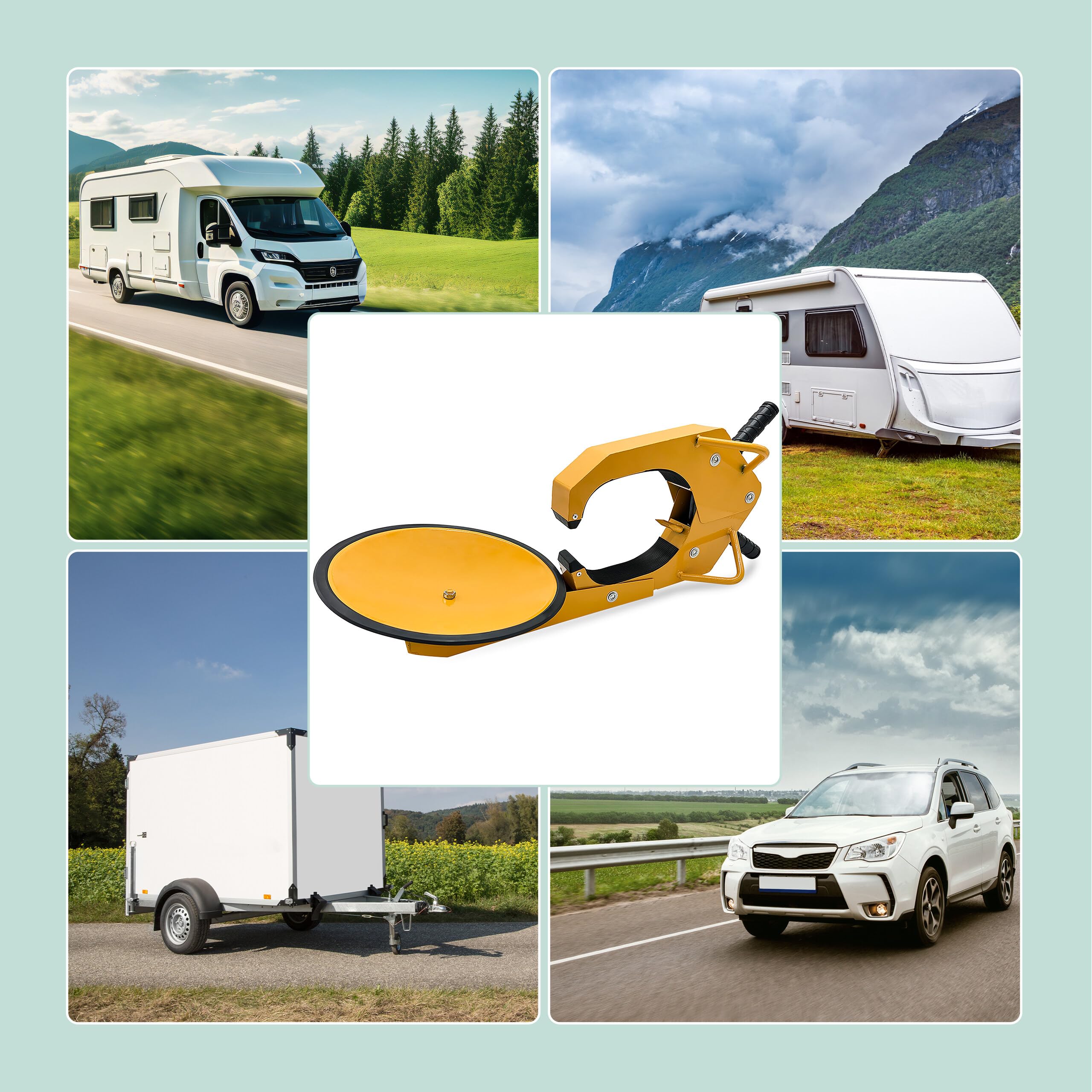 Relaxdays Sabot de Roue 15 Pouces, antivol pour Voiture, remorque, Camping-Car, 29-43x77x30,5 cm, Jaune