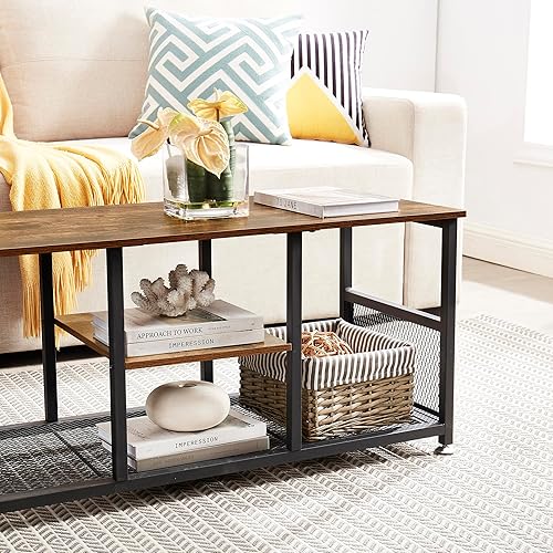 Miniatura 7 de VECELO Soporte de TV de hasta 50 pulgadas, centro de entretenimiento industrial de 39 pulgadas, consola multimedia con estantes de almacenamiento