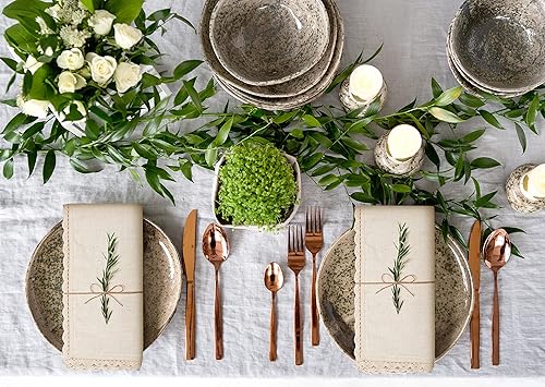 Miniatura 5 de Servilletas de tela de lino de algodón con encaje y esquina a inglete a medida, 20 x 20 pulgadas, juego de 12 servilletas de boda, servilletas de