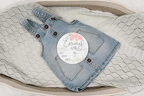 Miniatura 3 de Birth Stat Sign Personalized for Newborn Baby, Soft Pink Flowers Design, Crib & Nursery Decor, Photography Prop, Baby Shower Gifts, Gender Reveal,