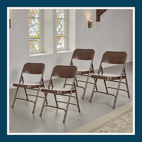 Miniatura 10 de OEF Furnishings Silla plegable de metal de doble bisagra de acero de lujo, marco de acero de calibre 18, diseño de asiento en cascada, capacidad de