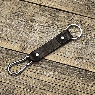 Negro Llavero de cuero con gancho de mosquetón, llavero leontina soporte