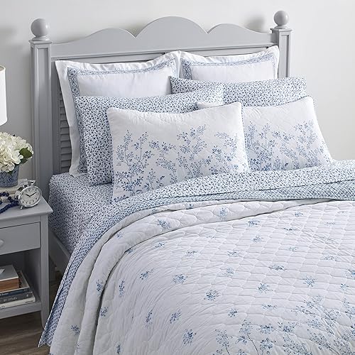 Miniatura 11 de Laura Ashley Inicio - Juego de edredón tamaño individual, ropa de cama reversible de algodón con funda a juego, decoración del hogar prelavada para
