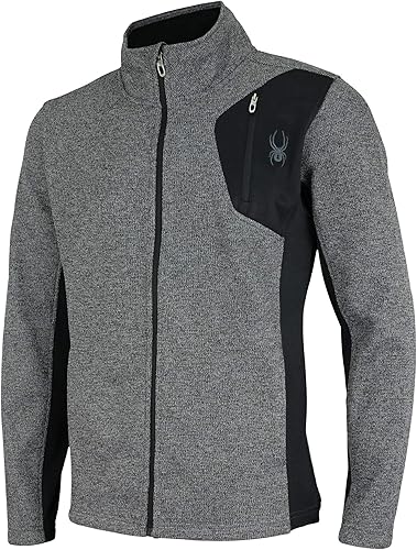 Spyder Raider - Suéter con cremallera completa para hombre, color carbón jaspeado-F20, talla M