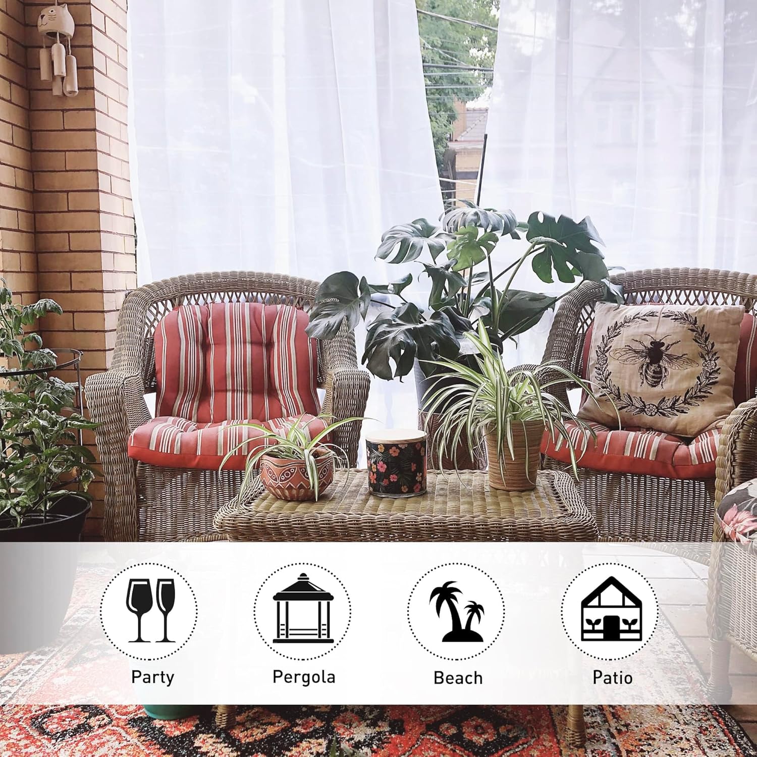 NICETOWN 2 Panels Outdoor Sheer Curtains for Patio, 100" Extra Wide Tab Top Waterproof Voile Sheer Curtains & Drapes for Porch/Sliding Glass Door, Gazebo Decor Drapes, W100 x L84 per Panel, White