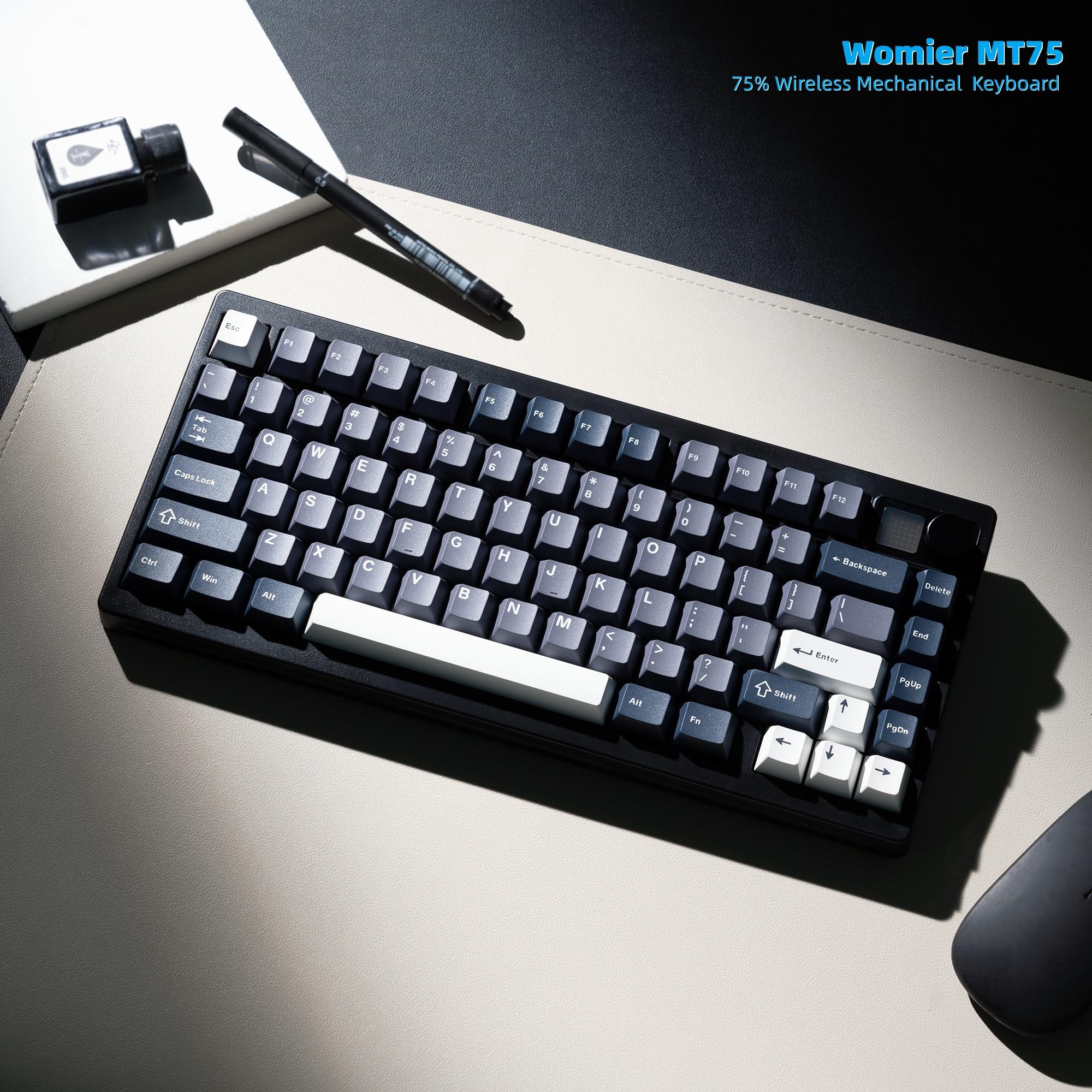Womier Teclado 75% QMK/VIA, teclado inalámbrico cremoso para juegos, aluminio CNC, teclado mecánico de tres modos con batería de 8000 mAh, retroiluminación RGB intercambiable en caliente personalizada