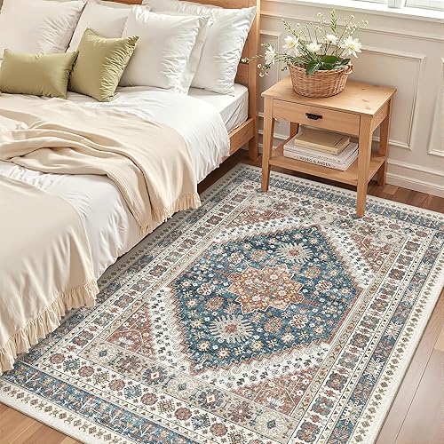 Miniatura 218 de Madane Alfombra lavable de 2 x 3 pies, alfombra de entrada pequeña, antideslizante, vintage, para entrada interior, alfombra de pelo bajo