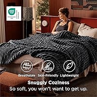 Vista 2 de Bedsure GentleSoft - Manta de forro polar gris tamaño Queen para sofá, mantas suaves y acogedoras para mujer, lindas mantas pequeñas para niñas, 90