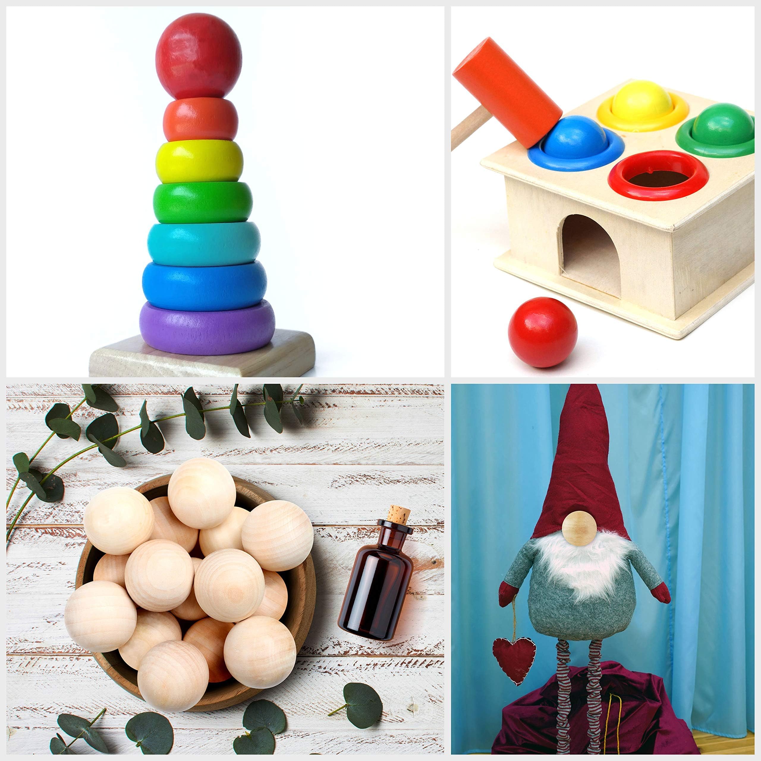 Belle Vous Pallina in legno grezzo da 5 cm (set da 20) – Pallina da 50 mm di diametro – Mini sfera naturale senza fori – per progetti di hobby creativi e artistici, fabbricazione di gioielli