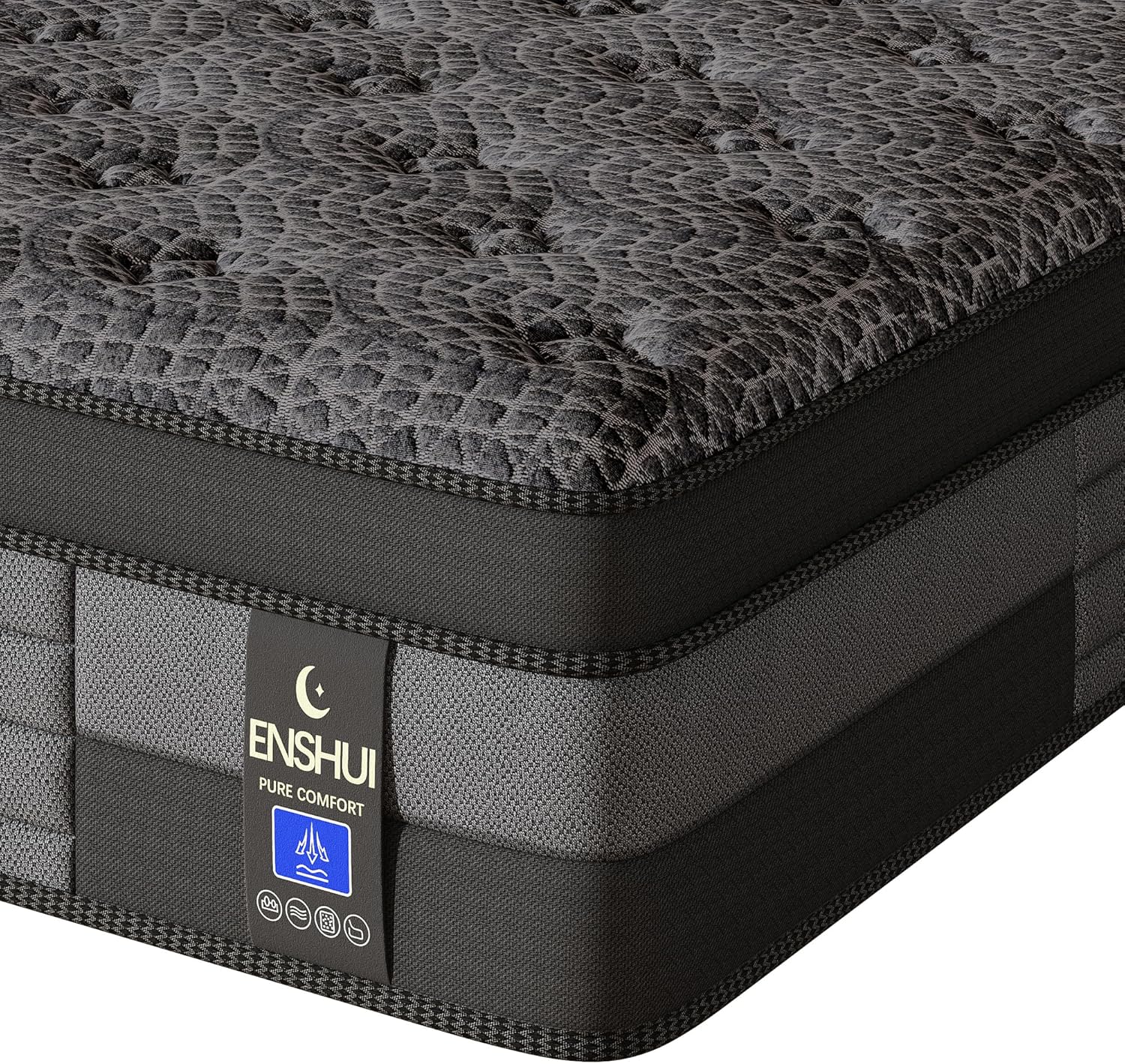 ENSHUI Queen Mattress - Gel Memory Foam & Pocket Spring Mattress for Back Pain Relief, Cooling & Breathable, CertiPUR-US Certified for Couples, Short-Term Rentals (12Inch Grid, Queen (U.S. Standard))