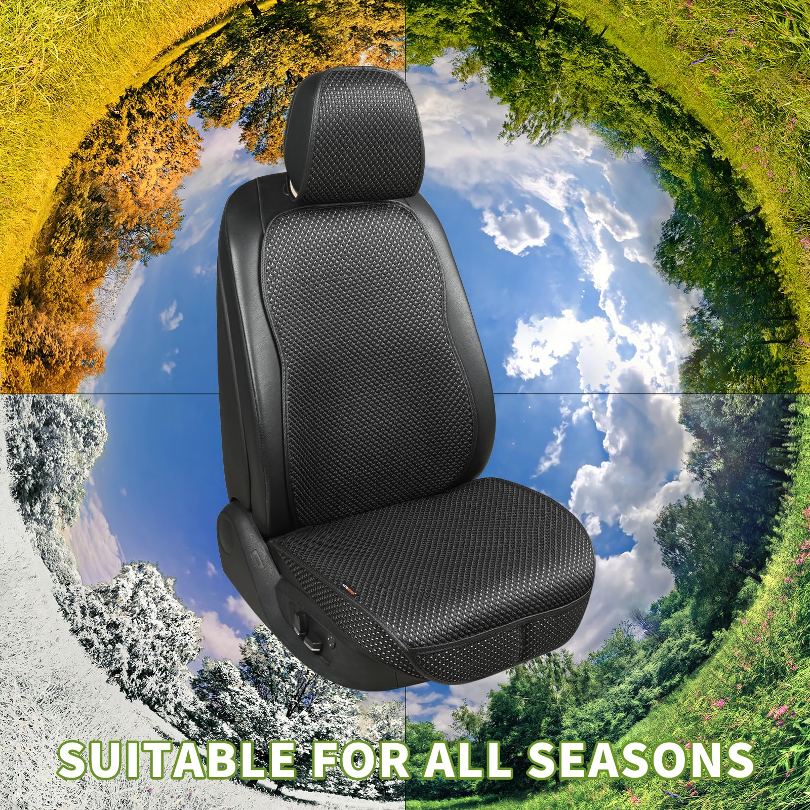 Auto Newer Car Seat Cover,Breathable Front Car Seat Cushion,Comfortable Car Seat Protector,Anti-Slip and Full Wrap Driver Car Seat Protector with Storage Pocket,Universal All Seasons(Black,2PCS)