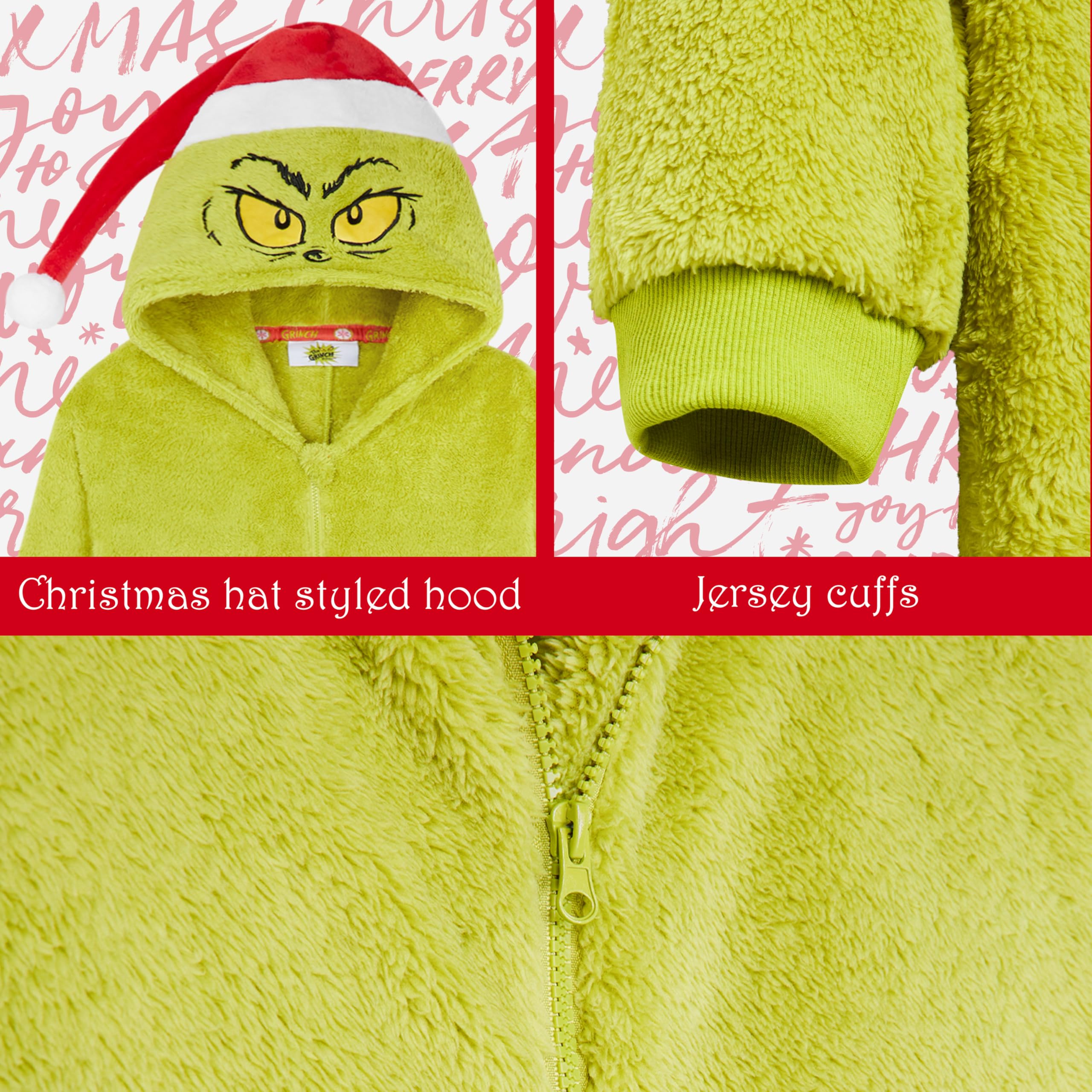 The Grinch Pijama Entero Familias, Pijamas Navidad Familia a Juego de Forro Polar Adulto Infantil Adolescente, Regalo Navidad