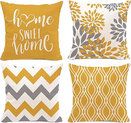 Miniatura 8 de Hexagram Juego de 4 fundas de almohada naranjas de 20 x 20 pulgadas, fundas decorativas naranjas para sofá, decoración del hogar al aire libre
