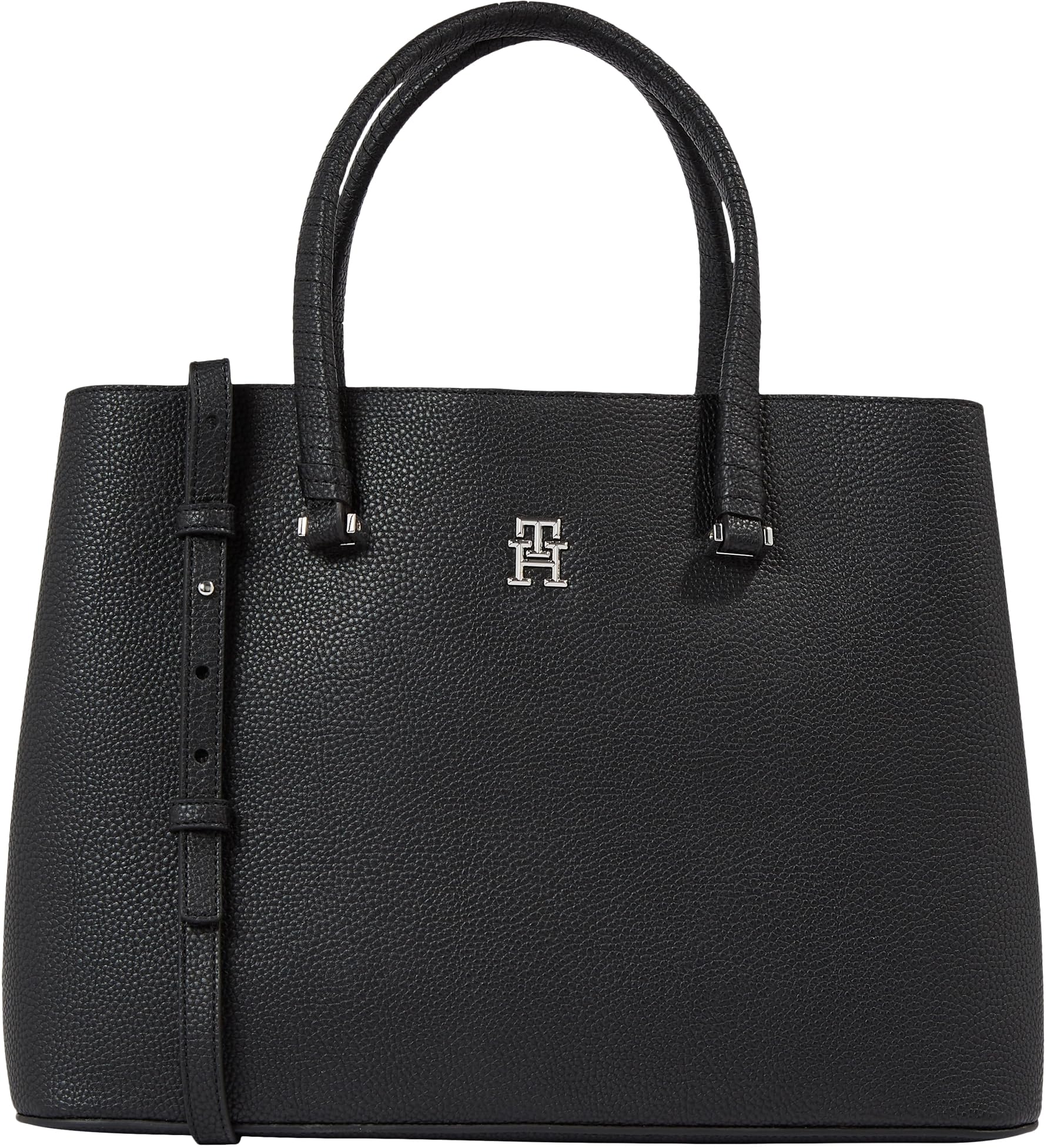 Tommy Hilfiger Women Bag Emblem Satchel with Interior Pockets, Multicolor (Black), One Size