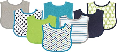 Miniatura 18 de Luvable Friends Baberos de rizo de algodón unisex para bebé Punto chica,Niño Verde Sólido,Chica geométrica,Niña Sólido,Niña Menta Sólida,Azul,Azul