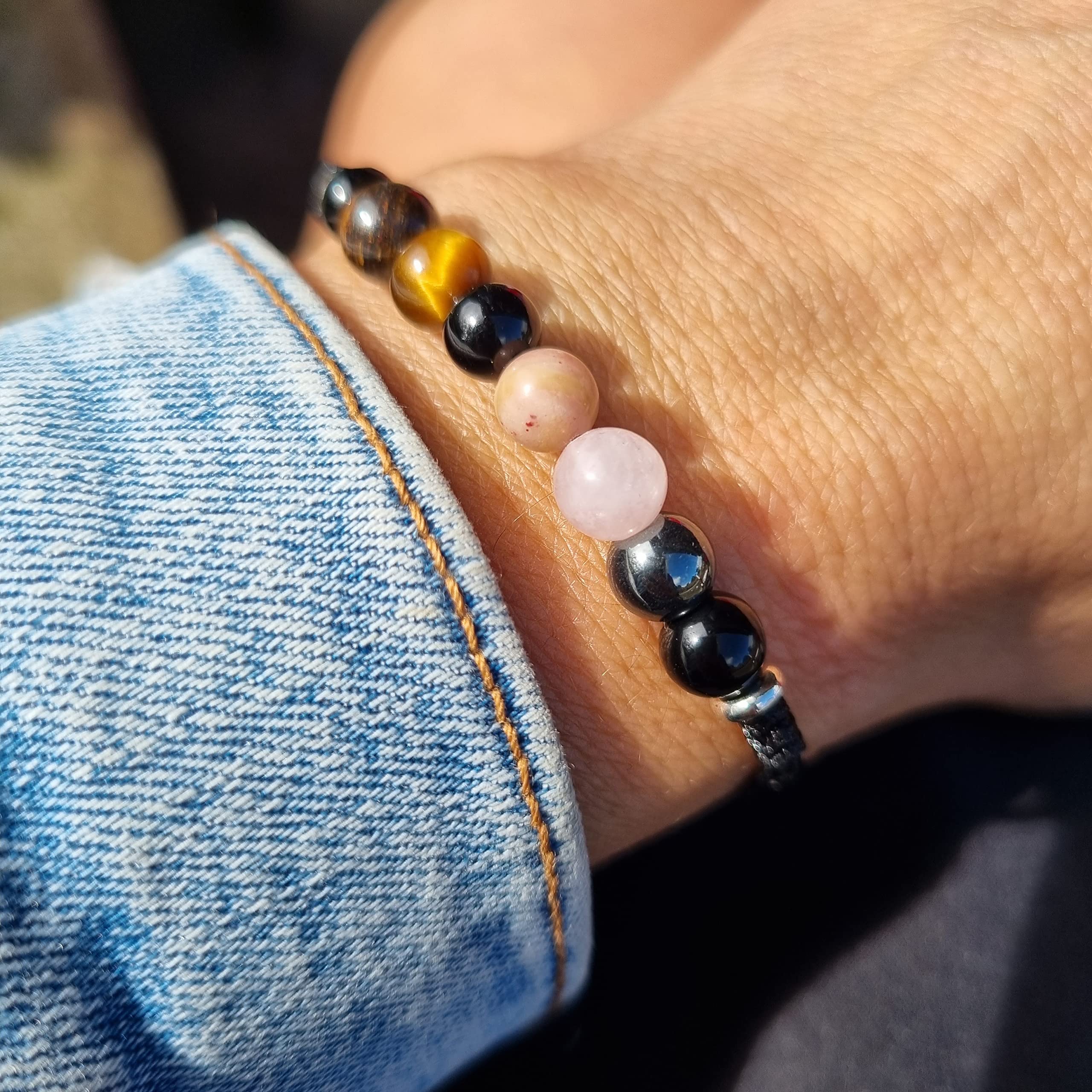 Pulsera PROTECCIÓN super 8, turmalina negra, broncita,cuarzo8 piedras semipreciosas, potenente talismán protector, amuleto de sabiduria