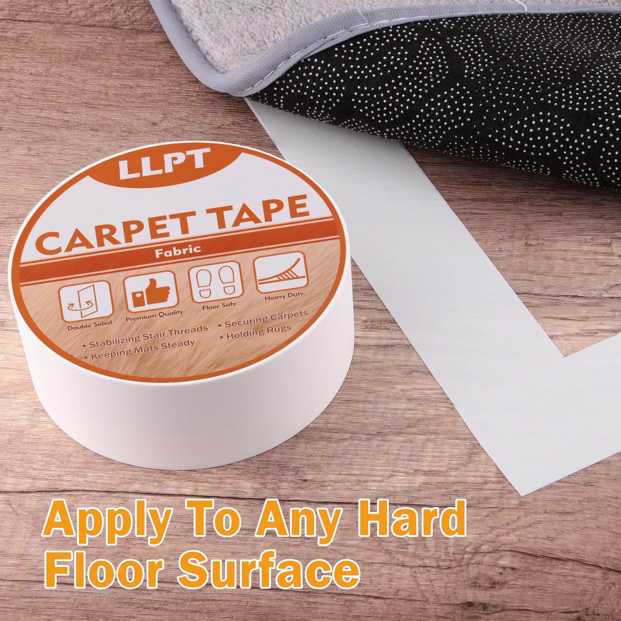 LLPT Cinta de Doble Cara para Alfombras 50mm x 27m | Cinta Adhesiva Fuerte para Alfombras Duradera Extraíble Fácil de Usar Sin Residuos para Suelos de Madera Laminada