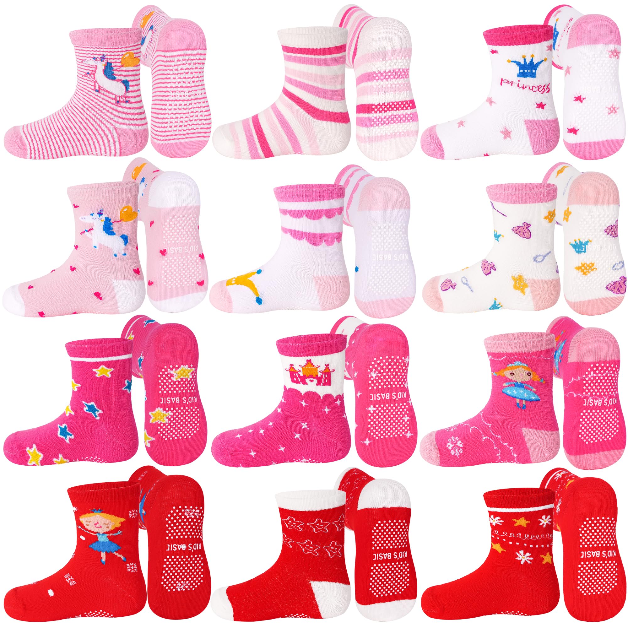 ELUTONG Toddler Baby Grip Socks-Cute Kid's Non Slip Socks-12 Pairs Of Baby’s Socks Suitable Baby Kids Aged 1-7 Years — view 16