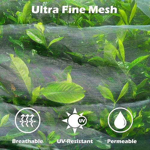 Miniatura 3 de Red de jardín grande de 8 x 8 pies, cubierta para árbol frutal para jardín, insectos, con cordón, pantalla transparente que protege las plantas de