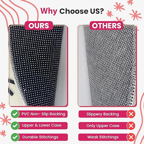 Miniatura 7 de Alfombra ABC para habitación de niños, alfombra redonda del alfabeto de 39 pulgadas con letras mayúsculas y minúsculas, alfombra ABC para el