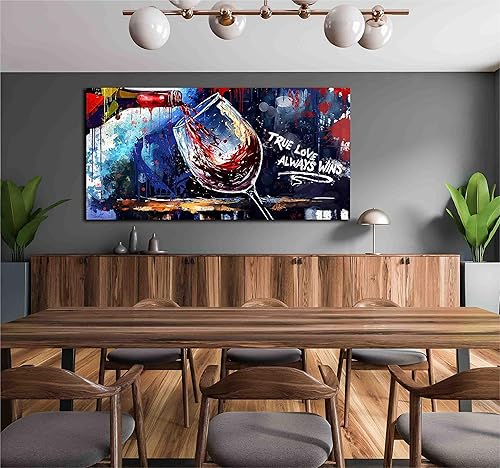 Miniatura 6 de JKWALL77 Arte de pared de graffiti Arte de pared de copa de vino para cocina, decoración de pared en lienzo para sala de estar, listo para colgar