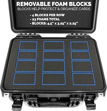 CASEMATIX Waterproof Graded Card Storage Box for 100 PSA, BGS, CSG Sports Cards IPX7 Protective Holder Case Fits PSA Slabs and Toploaders With Dividers Durable Collectible Card Case
